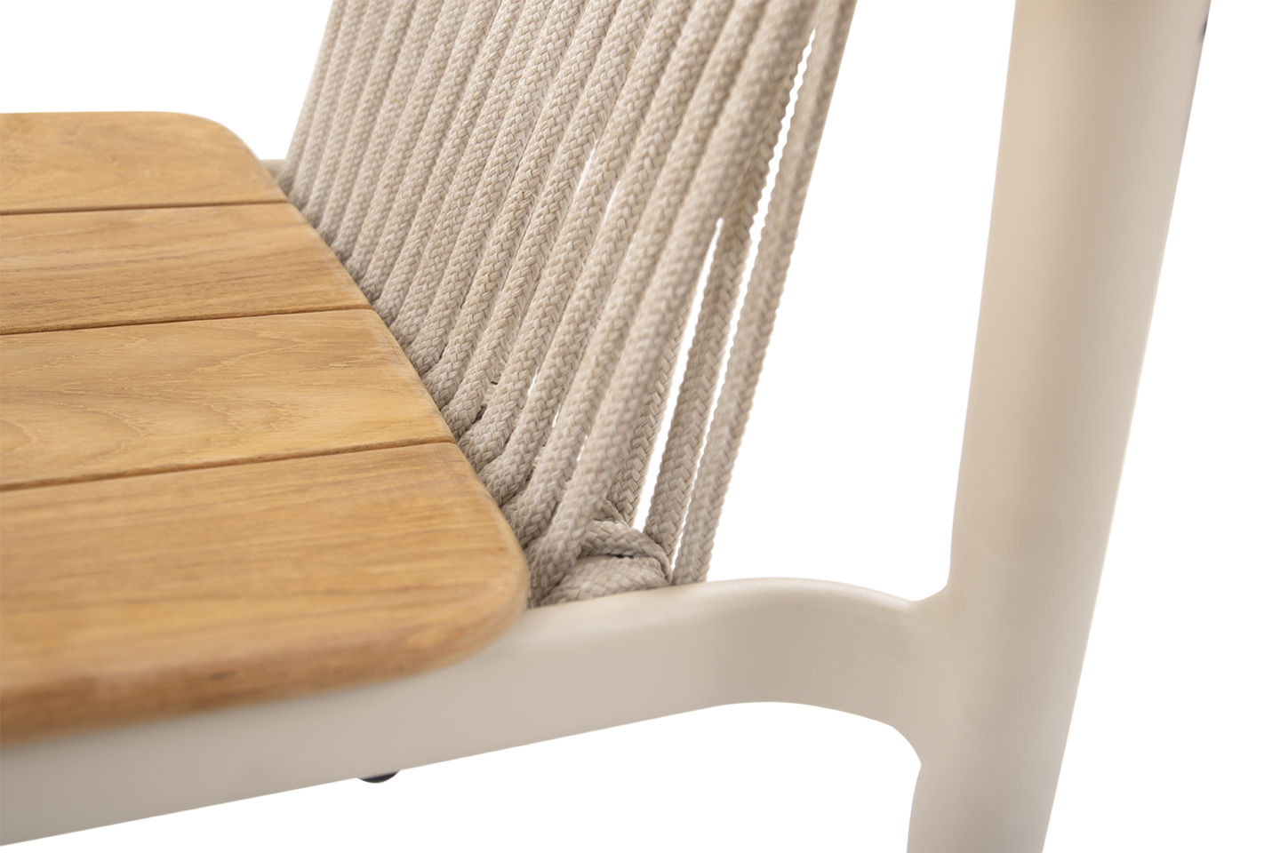 Carla Alu Dining Arm Chair, Teak Seat, Coated Linen, with Linen Rope